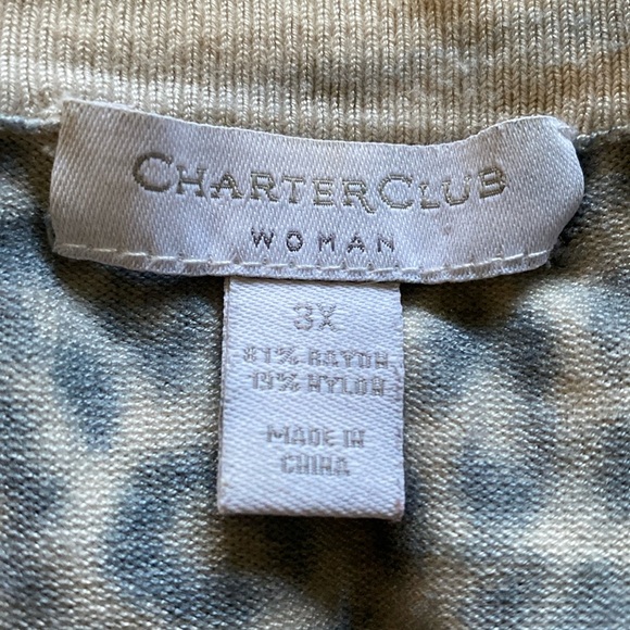 CHARTER CLUB button up cardigan leopard print long sleeves sweater NEW size 3X - Picture 6 of 10